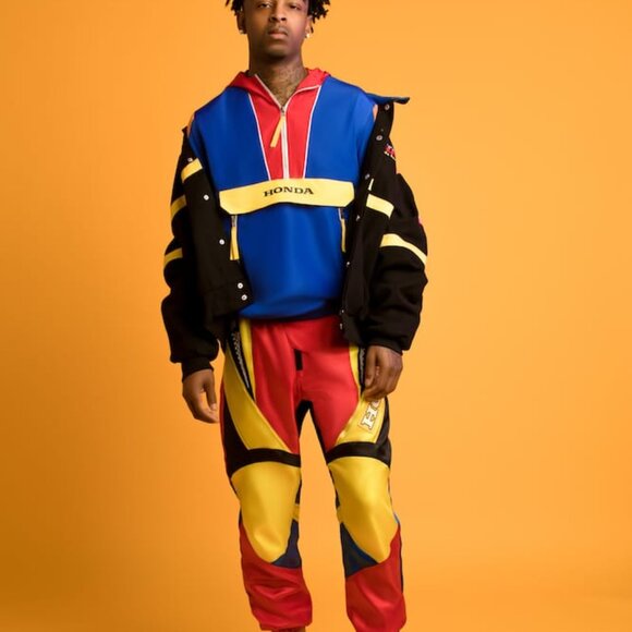 Honda Racing Colorblock Half-Zip Hooded Windbreaker Anorak Jacket Unisex - Picture 2 of 9